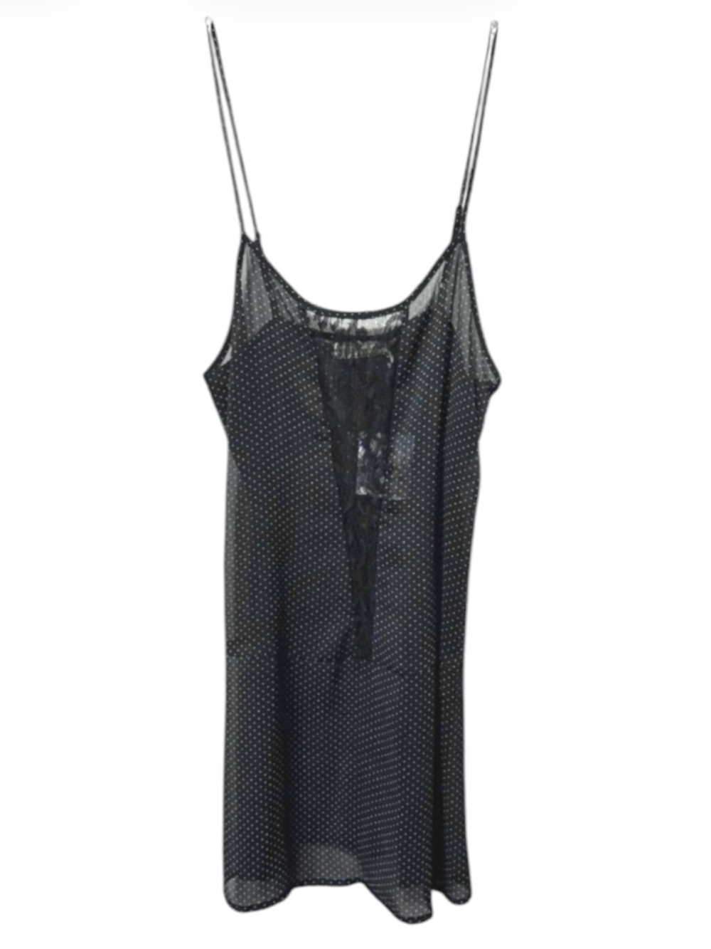 NWT VTG UO Pins and Needles Black Deadstock Sheer Lace Polka Dot Slip Dress Y2K
